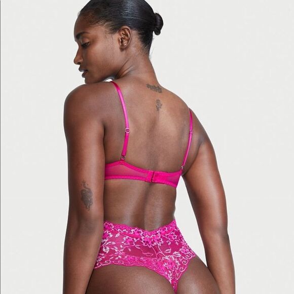 UNLINED Balconette Teddy in Wicked Rose - Picture 3 of 4